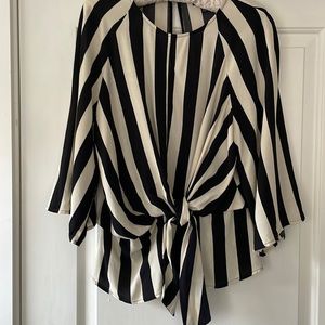 Top Shop ladies black and cream striped blouses